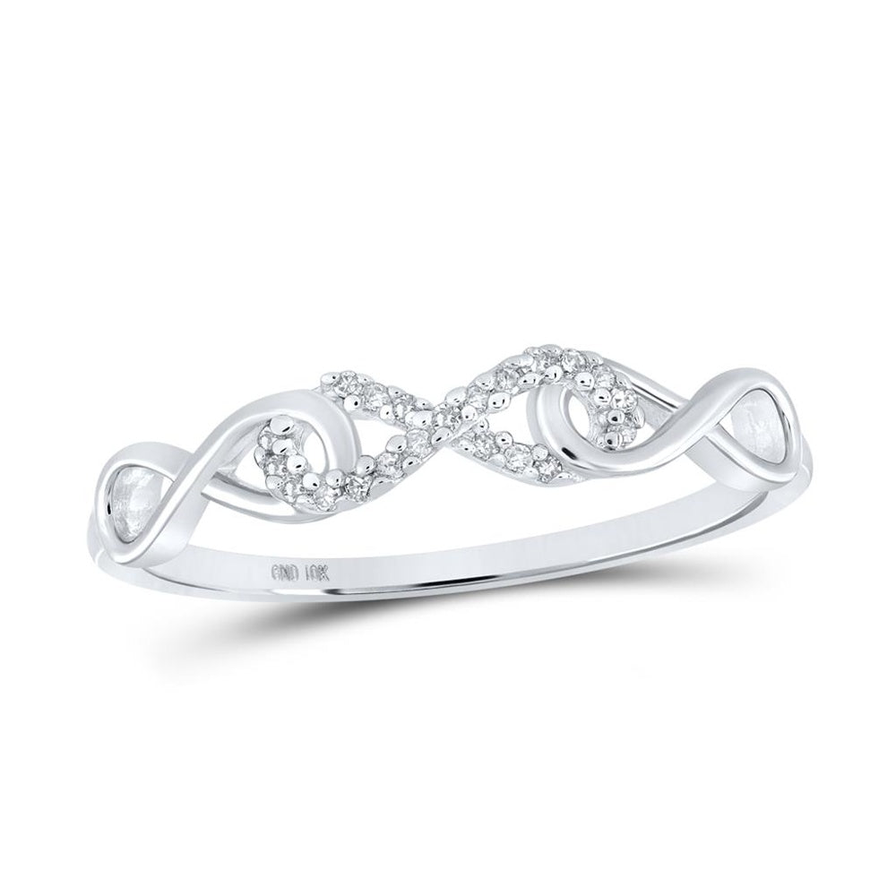 10K White Gold Round Diamond Ring - 1/20 Carat Total Diamond Weight