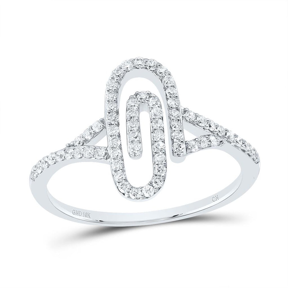 10K White Gold Round Diamond Ring - 1/3 Carat Total Diamond Weight