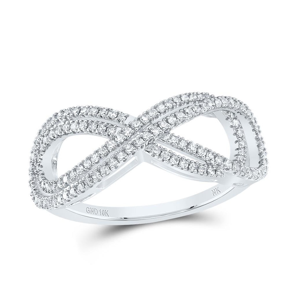 10K White Gold Round Diamond Ring - 1/3 Carat Total Diamond Weight