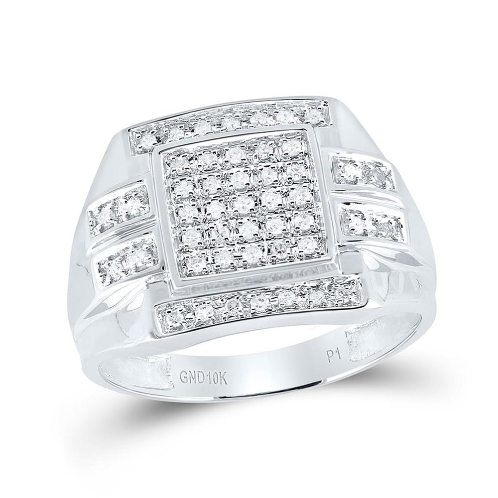 10K White Gold Round Diamond Ring - 1/3 Carat Total Diamond Weight