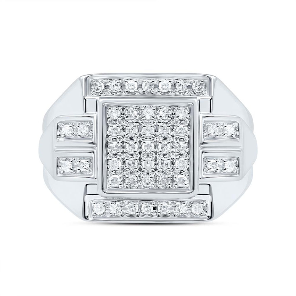 10K White Gold Round Diamond Ring - 1/3 Carat Total Diamond Weight