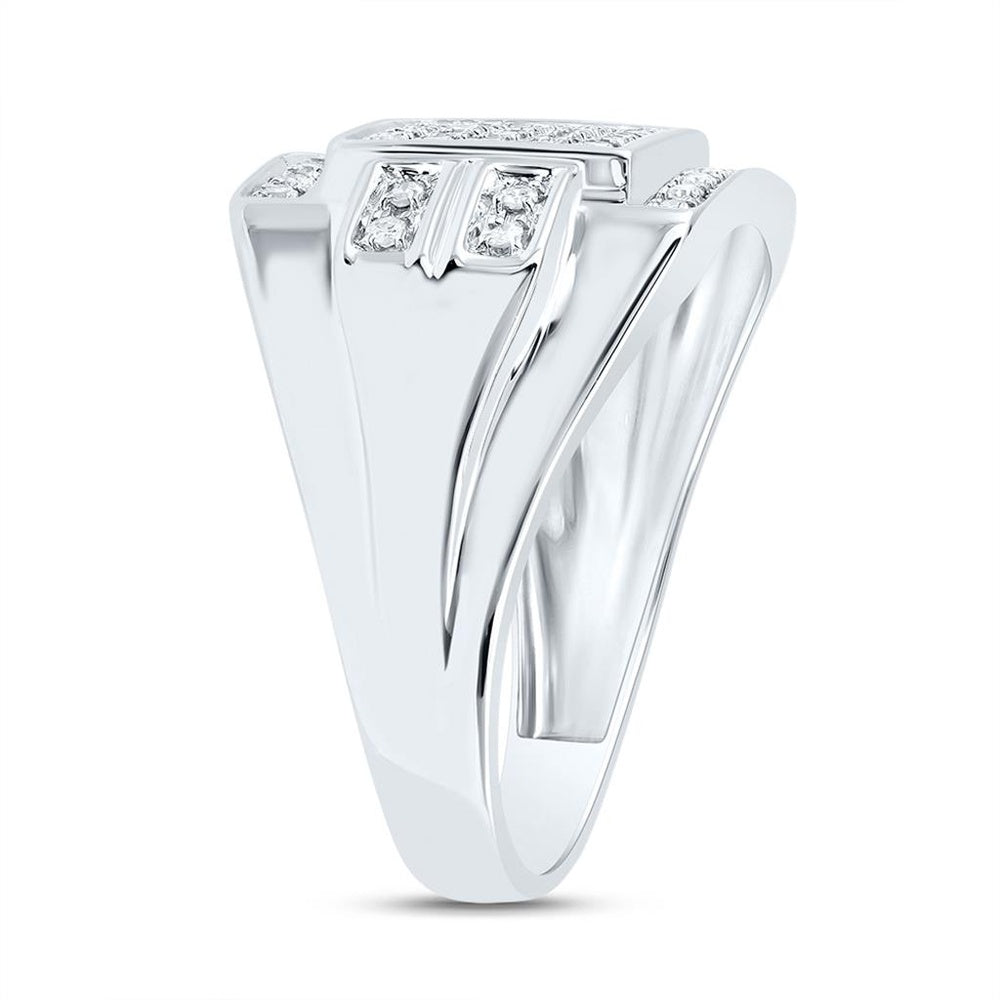 10K White Gold Round Diamond Ring - 1/3 Carat Total Diamond Weight