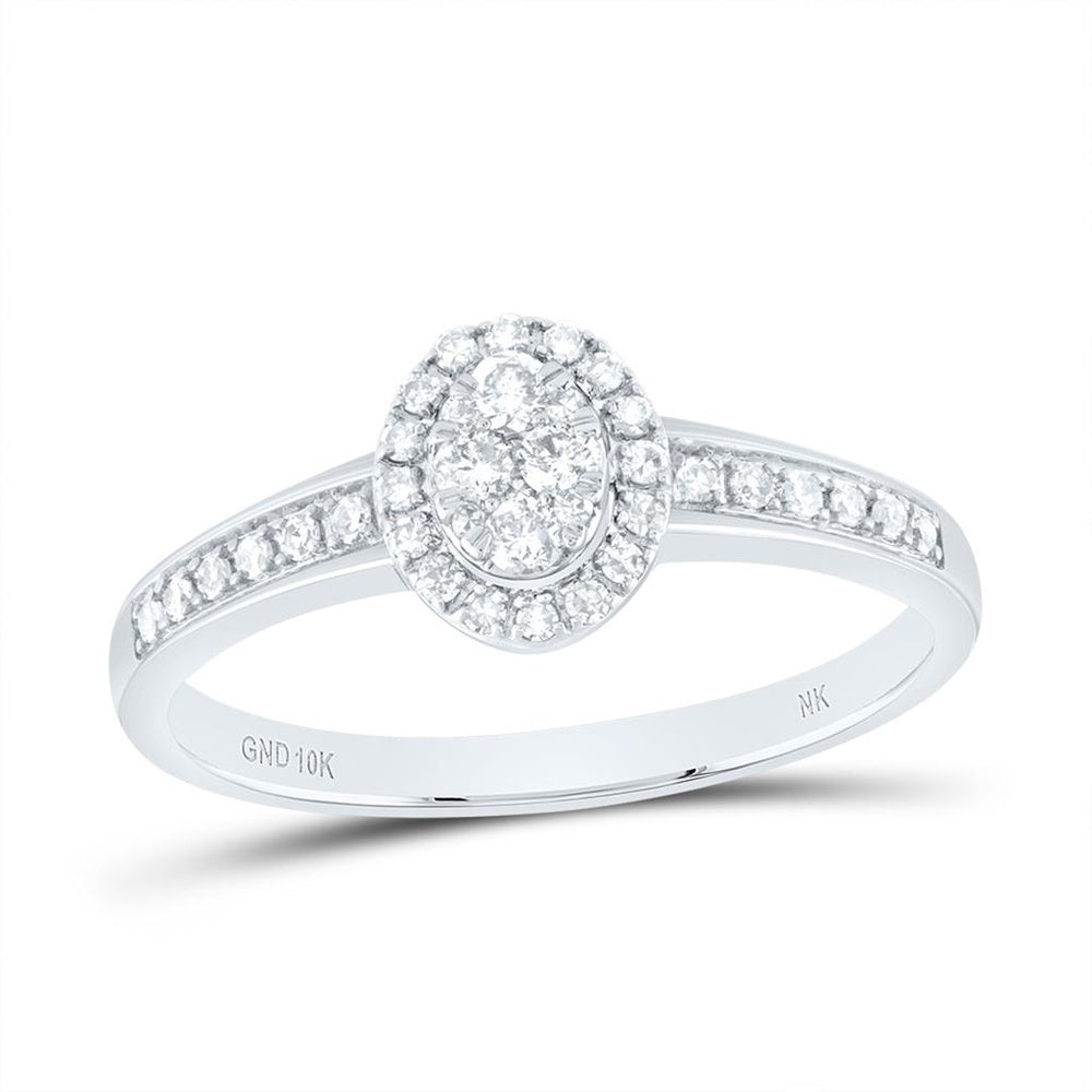 10K White Gold Round Diamond Ring - 1/4 Carat Total Diamond Weight