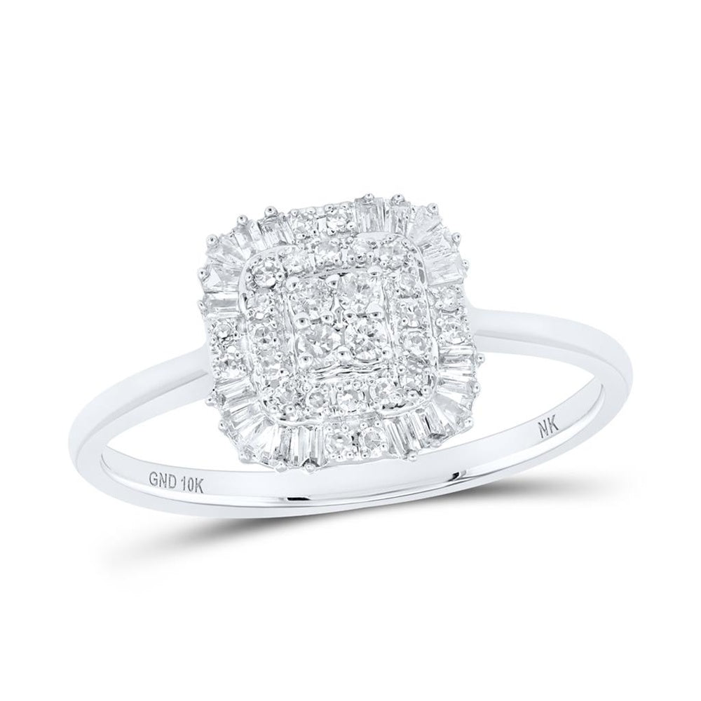 10K White Gold Round Diamond Ring - 1/4 Carat Total Diamond Weight
