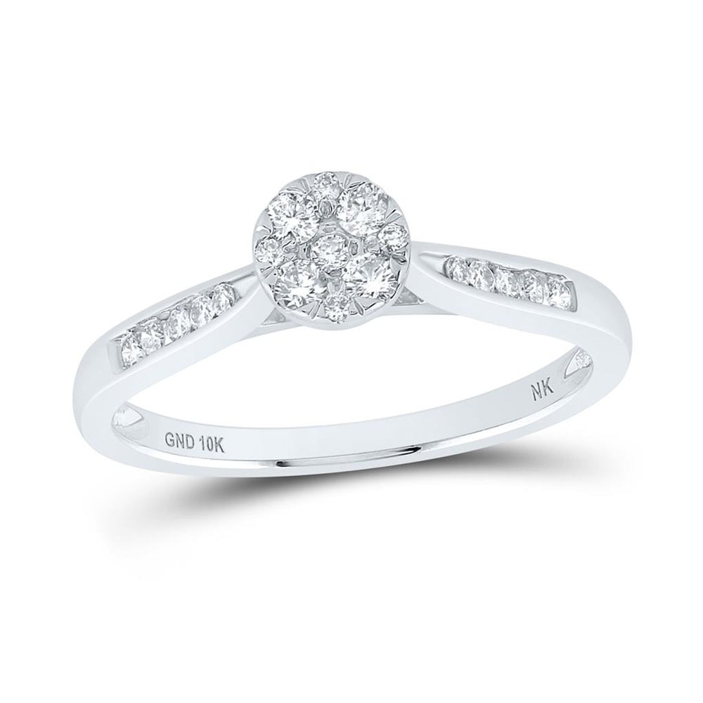 10K White Gold Round Diamond Ring - 1/4 Carat Total Diamond Weight