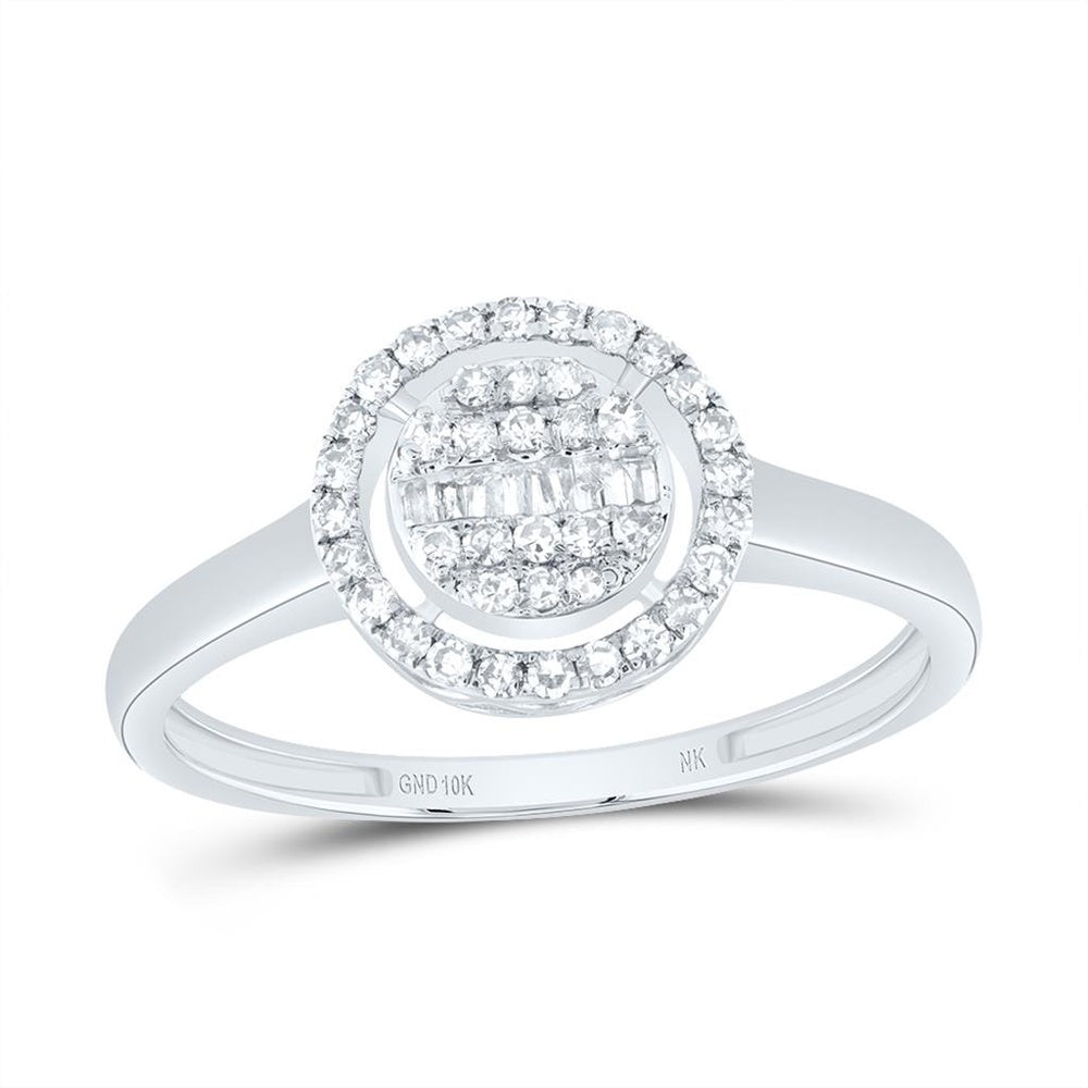 10K White Gold Round Diamond Ring - 1/4 Carat Total Diamond Weight