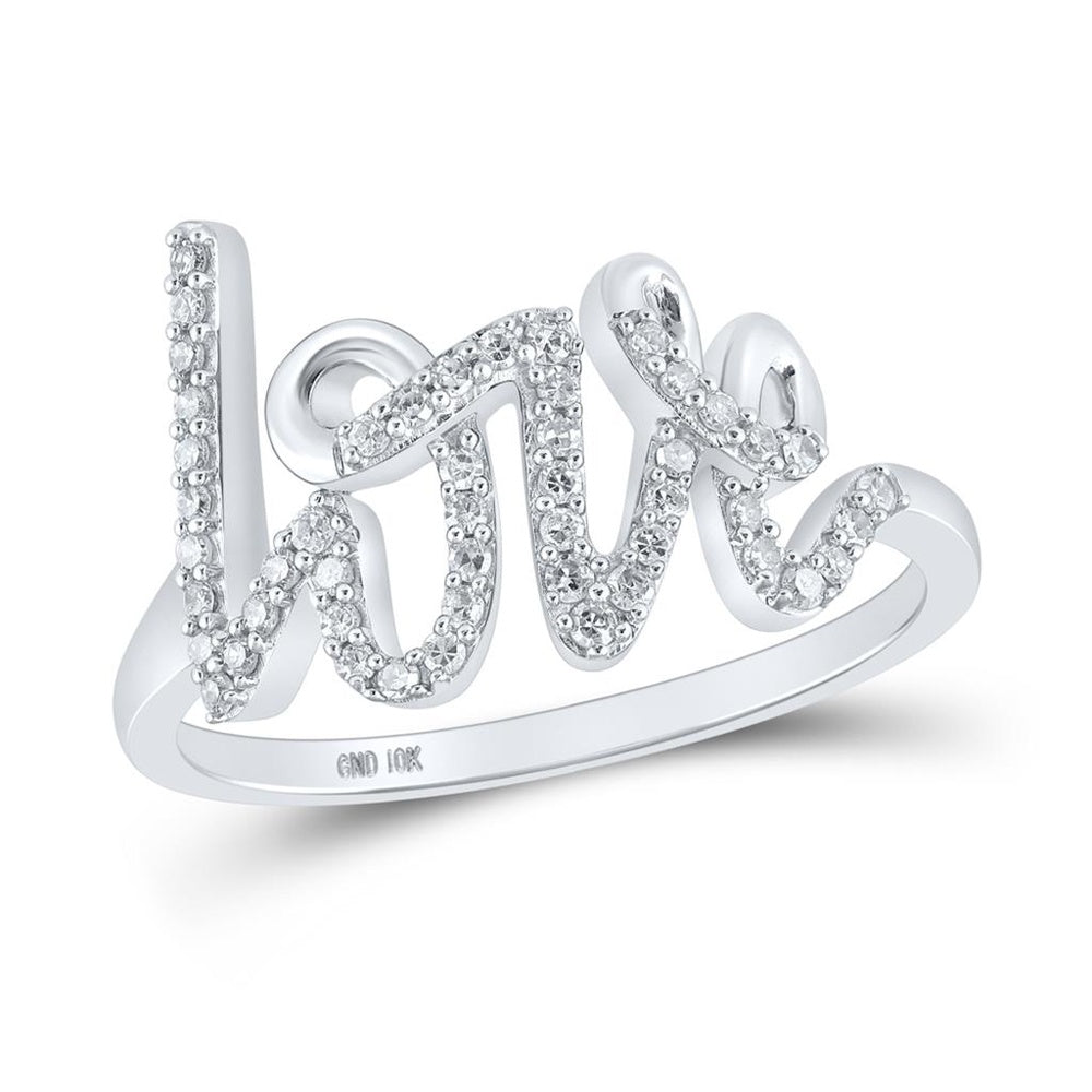 10K White Gold Round Diamond Ring - 1/5 Carat Total Diamond Weight