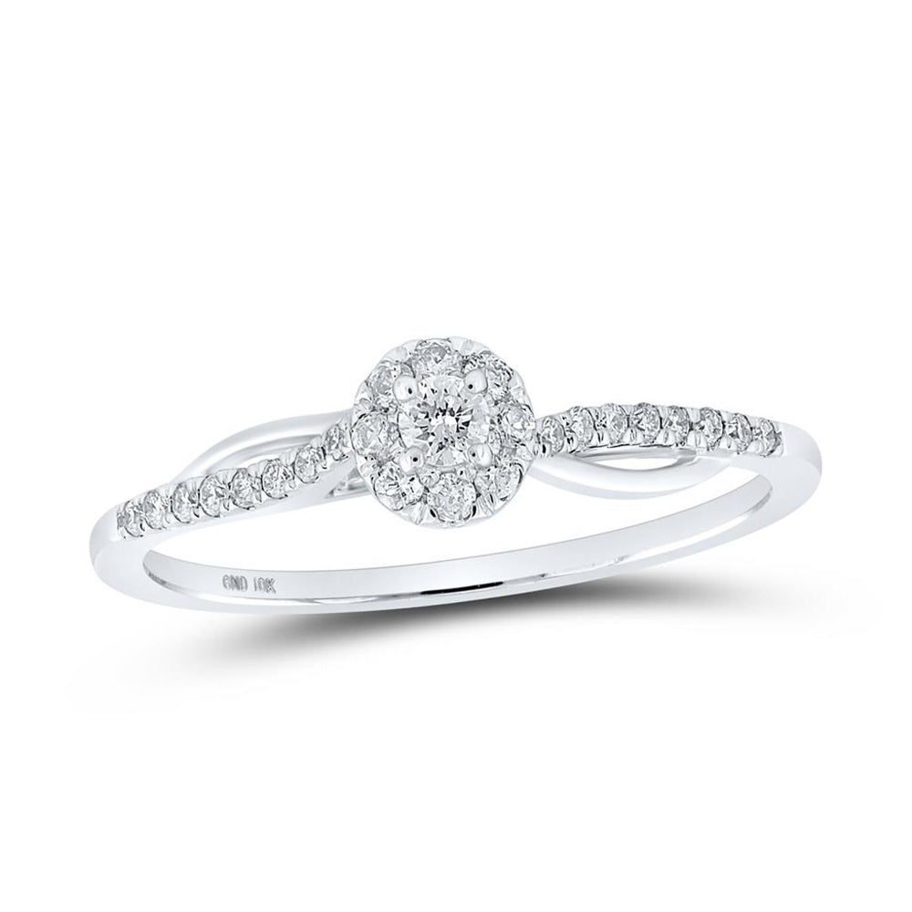 10K White Gold Round Diamond Ring - 1/5 Carat Total Diamond Weight