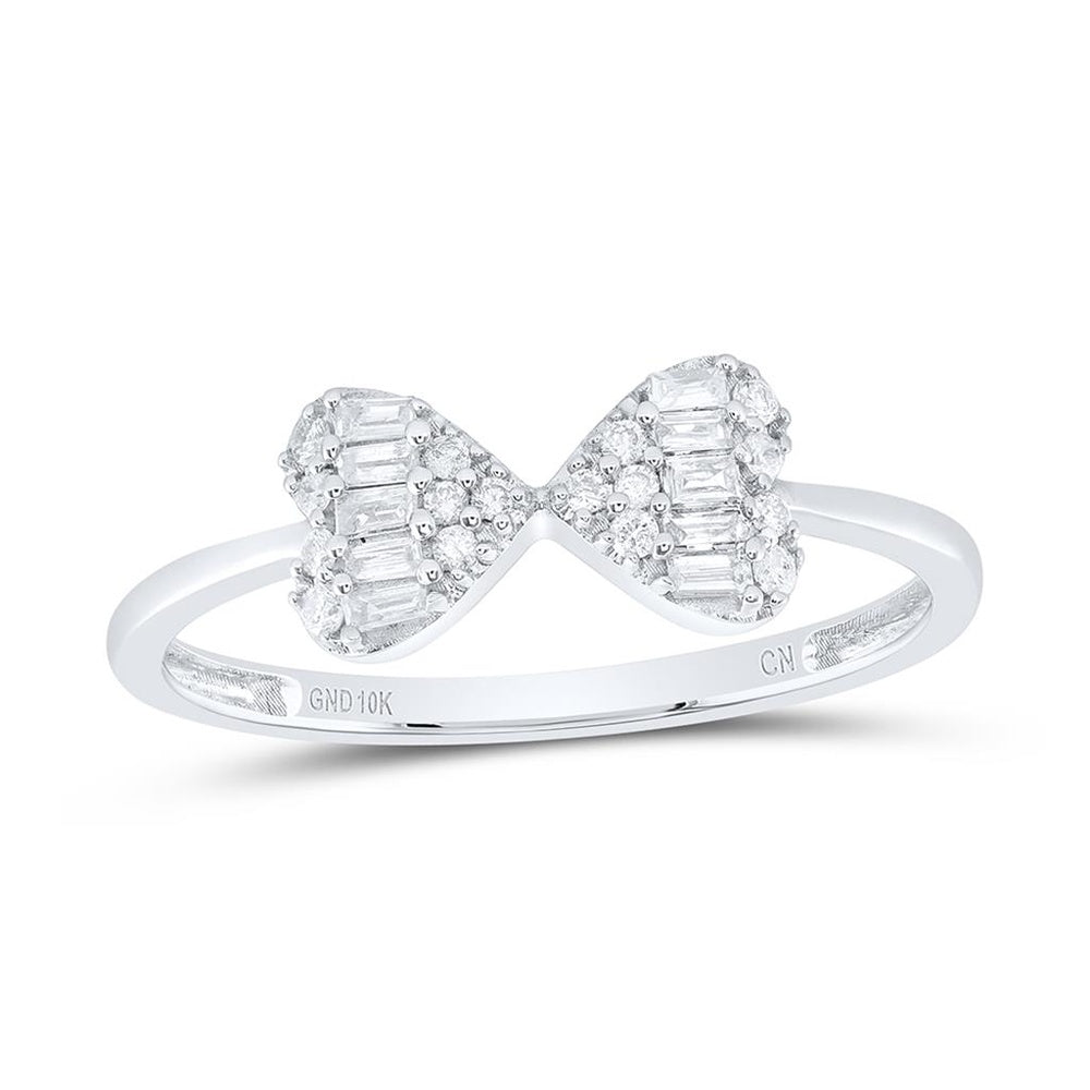 10K White Gold Round Diamond Ring - 1/5 Carat Total Diamond Weight