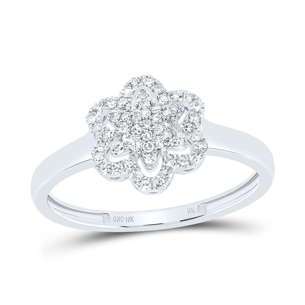 10K White Gold Round Diamond Ring - 1/5 Carat Total Diamond Weight