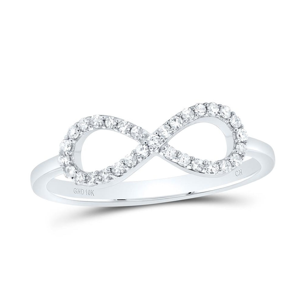 10K White Gold Round Diamond Ring - 1/7 Carat Total Diamond Weight