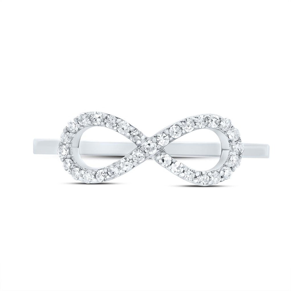 10K White Gold Round Diamond Ring - 1/7 Carat Total Diamond Weight