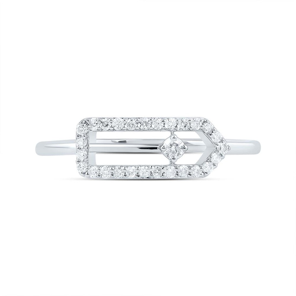 10K White Gold Round Diamond Ring - 1/7 Carat Total Diamond Weight