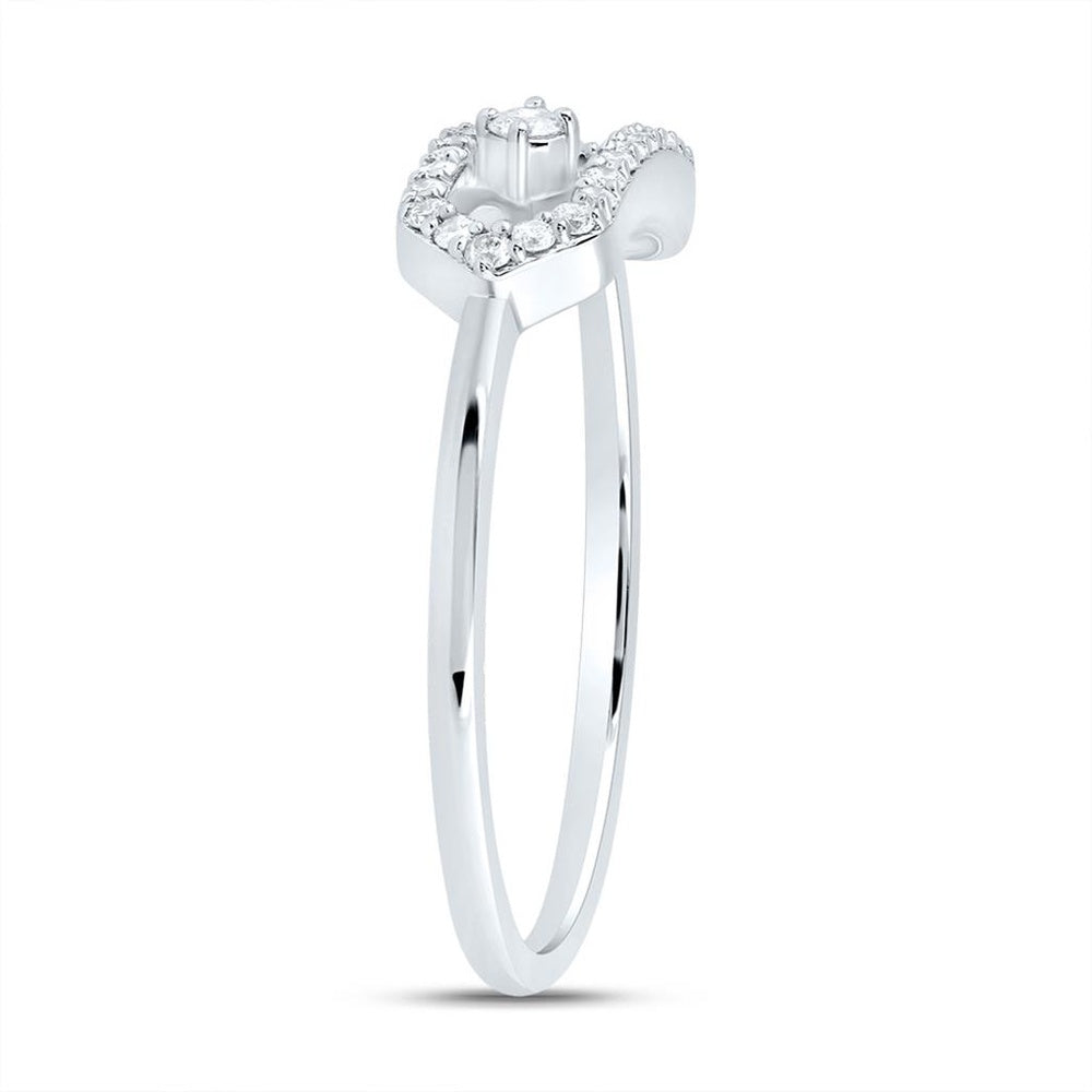 10K White Gold Round Diamond Ring - 1/7 Carat Total Diamond Weight