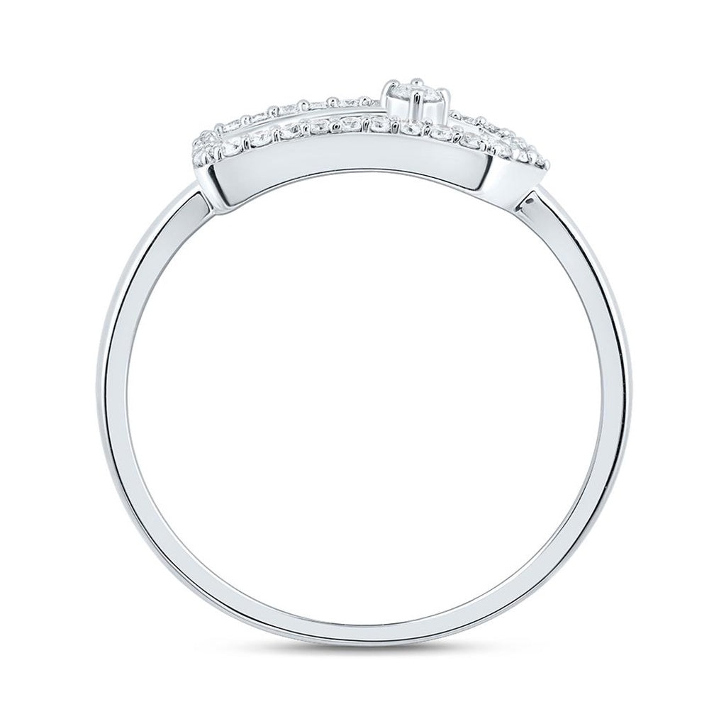 10K White Gold Round Diamond Ring - 1/7 Carat Total Diamond Weight