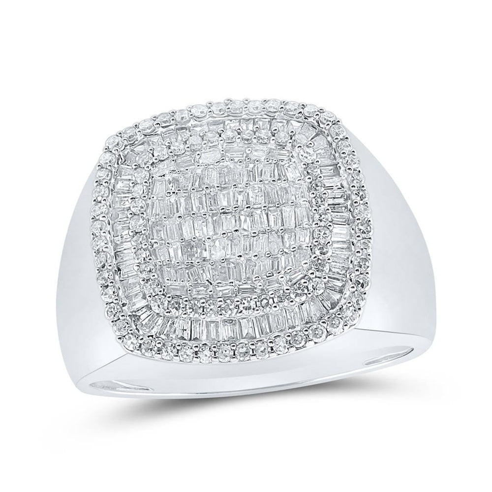 10K White Gold Round Diamond Ring - 1 and 1/5 Carat Total Diamond Weight