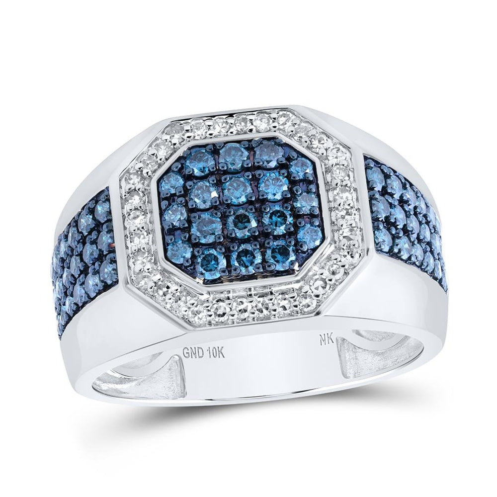 10K White Gold Round Diamond Ring - 1 and 1/5 Carat Total Diamond Weight