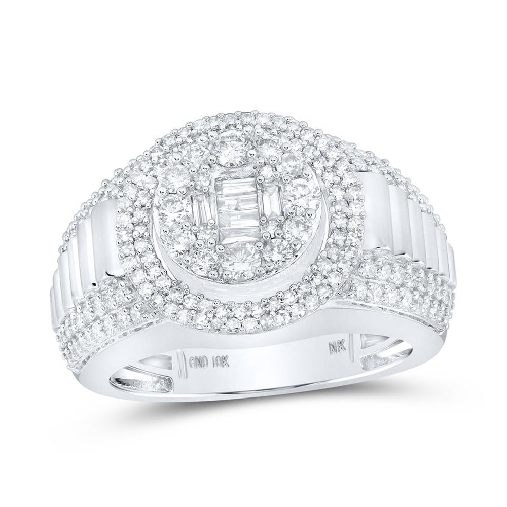 10K White Gold Round Diamond Ring - 1 and 5/8 Carat Total Diamond Weight