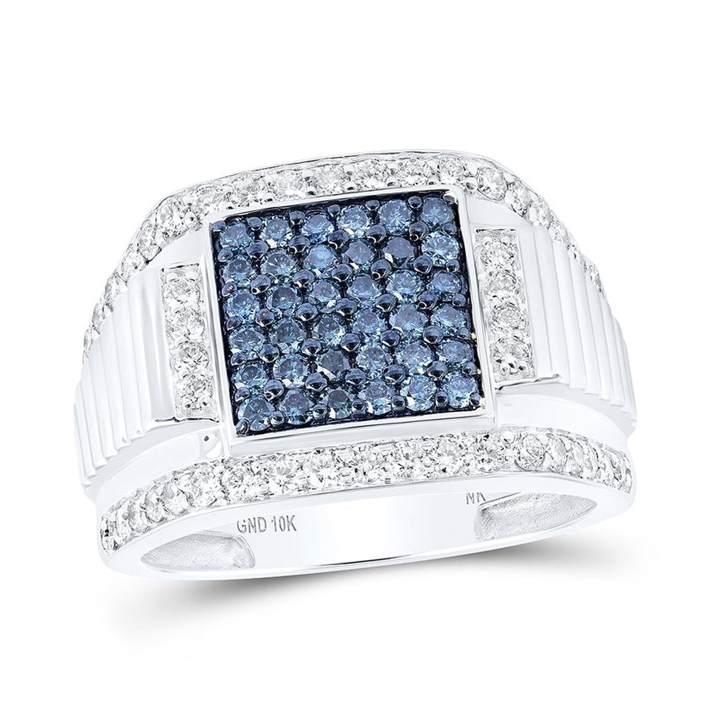 10K White Gold Round Diamond Ring - 1 and 5/8 Carat Total Diamond Weight