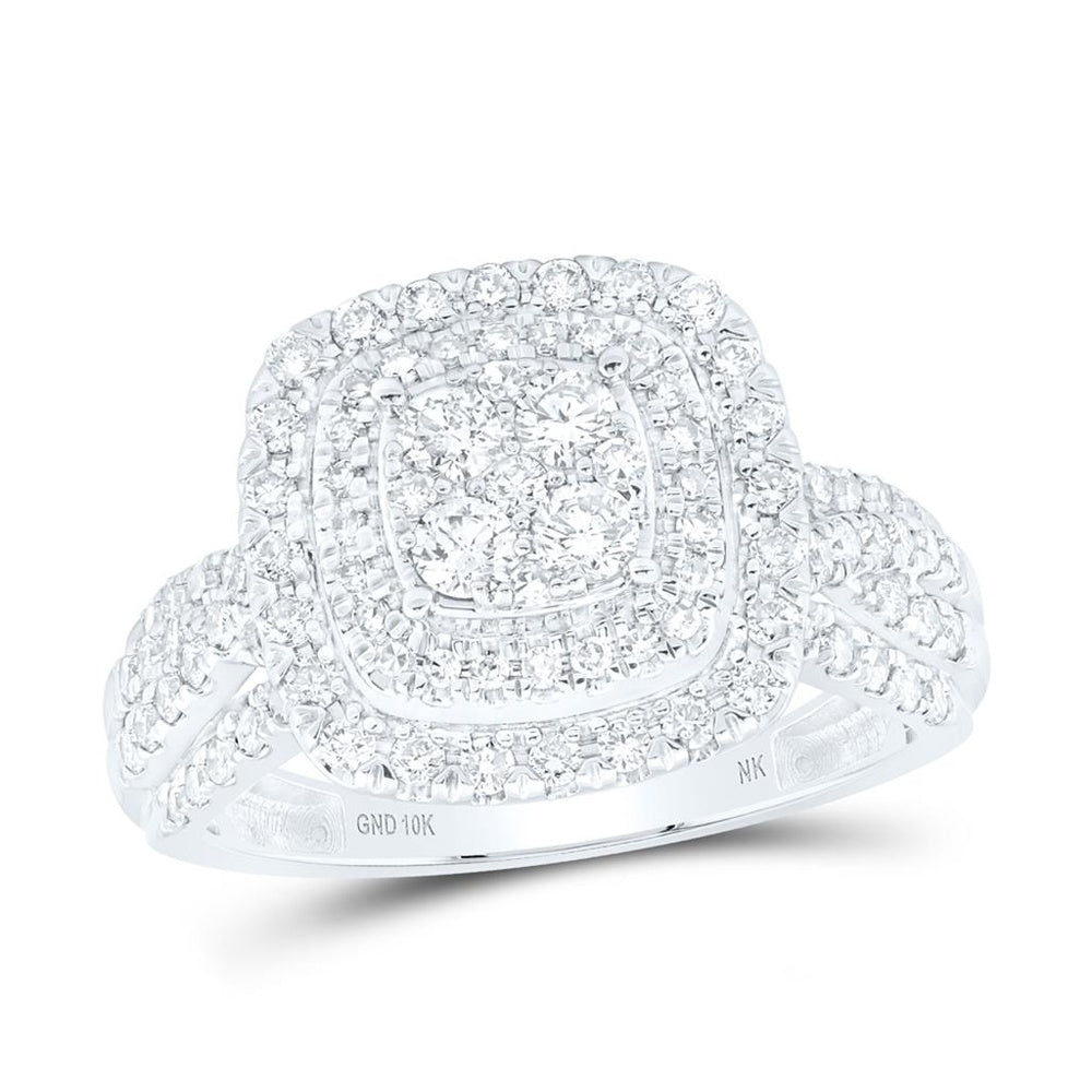 10K White Gold Round Diamond Ring - 1 Carat Total Diamond Weight