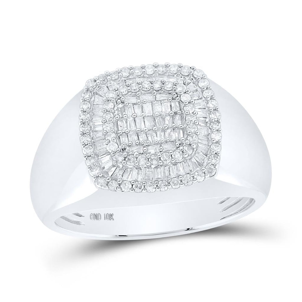10K White Gold Round Diamond Ring - 3/4 Carat Total Diamond Weight