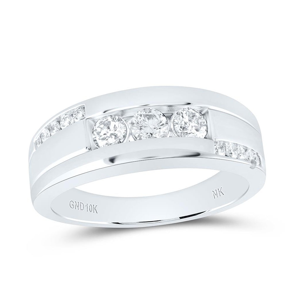 10K White Gold Round Diamond Ring - 3/4 Carat Total Diamond Weight