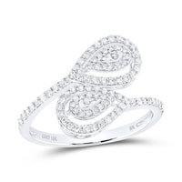 10K White Gold Round Diamond Ring - 3/8 Carat Total Diamond Weight