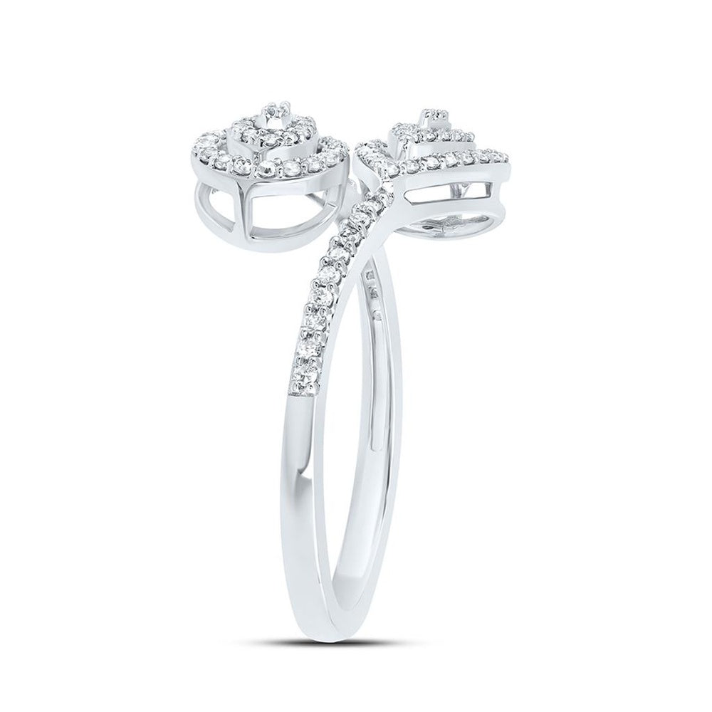 10K White Gold Round Diamond Ring - 3/8 Carat Total Diamond Weight