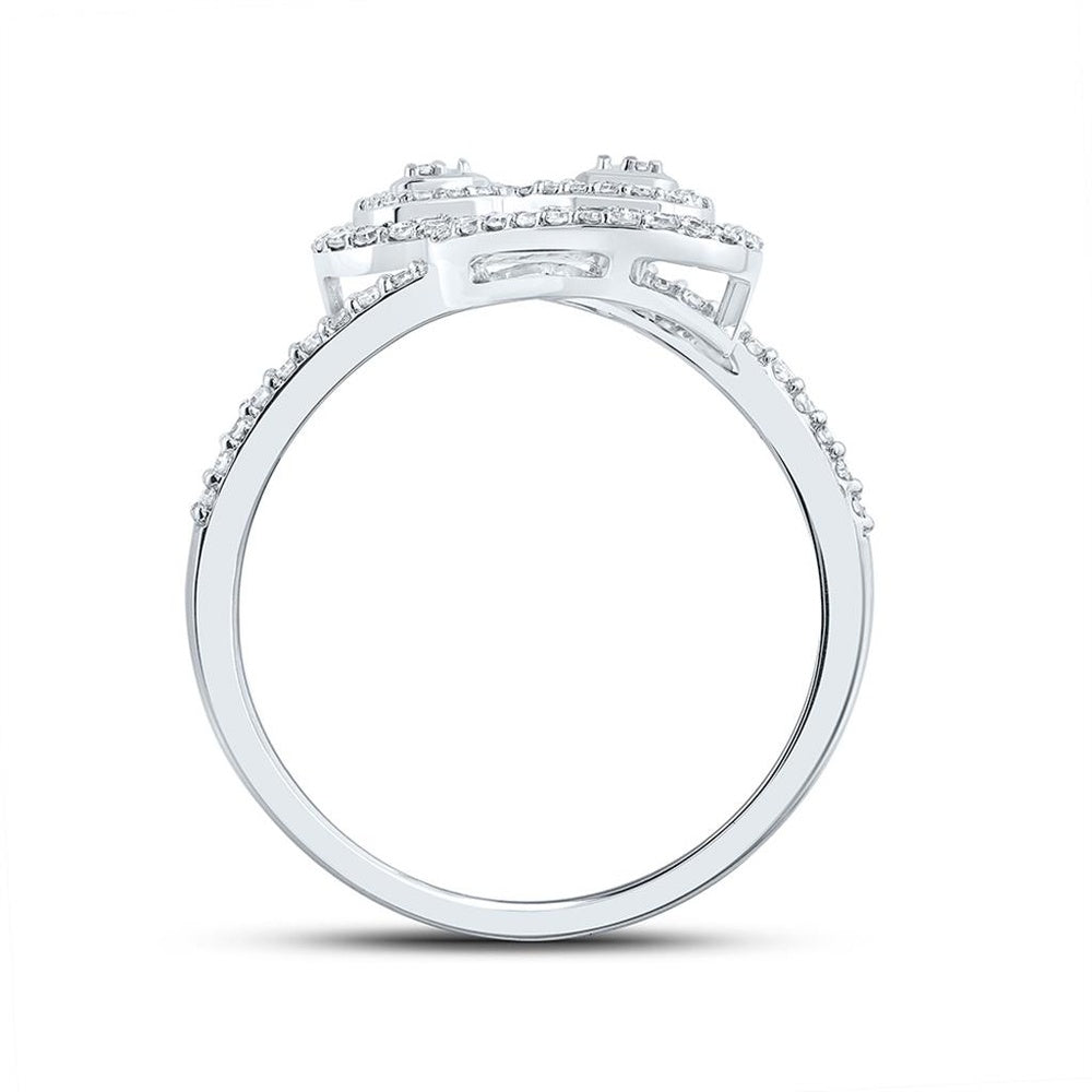 10K White Gold Round Diamond Ring - 3/8 Carat Total Diamond Weight