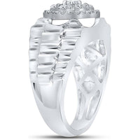 10K White Gold Round Diamond Scalloped Cluster Ring - 1 Carat Total Diamond Weight