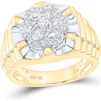 10K White Gold Round Diamond Scalloped Cluster Ring - 1 Carat Total Diamond Weight