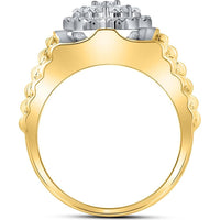10K White Gold Round Diamond Scalloped Cluster Ring - 1 Carat Total Diamond Weight