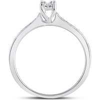10K White Gold Round Diamond Solitaire Engagement Ring with Channel-Set Side Diamonds - 1/10 Carat Total Diamond Weight