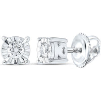 10K White Gold Round Diamond Solitaire Stud Earrings - 1/10 Carat Total Diamond Weight