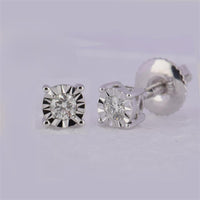 10K White Gold Round Diamond Solitaire Stud Earrings - 1/10 Carat Total Diamond Weight