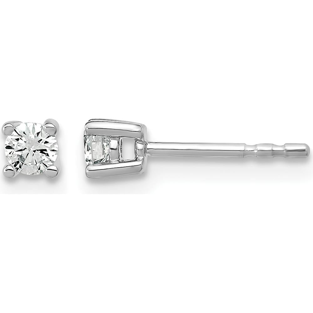 10K White Gold Round Diamond Stud Earrings - 0.20 Carats Total Diamond Weight by Oro Pregiato