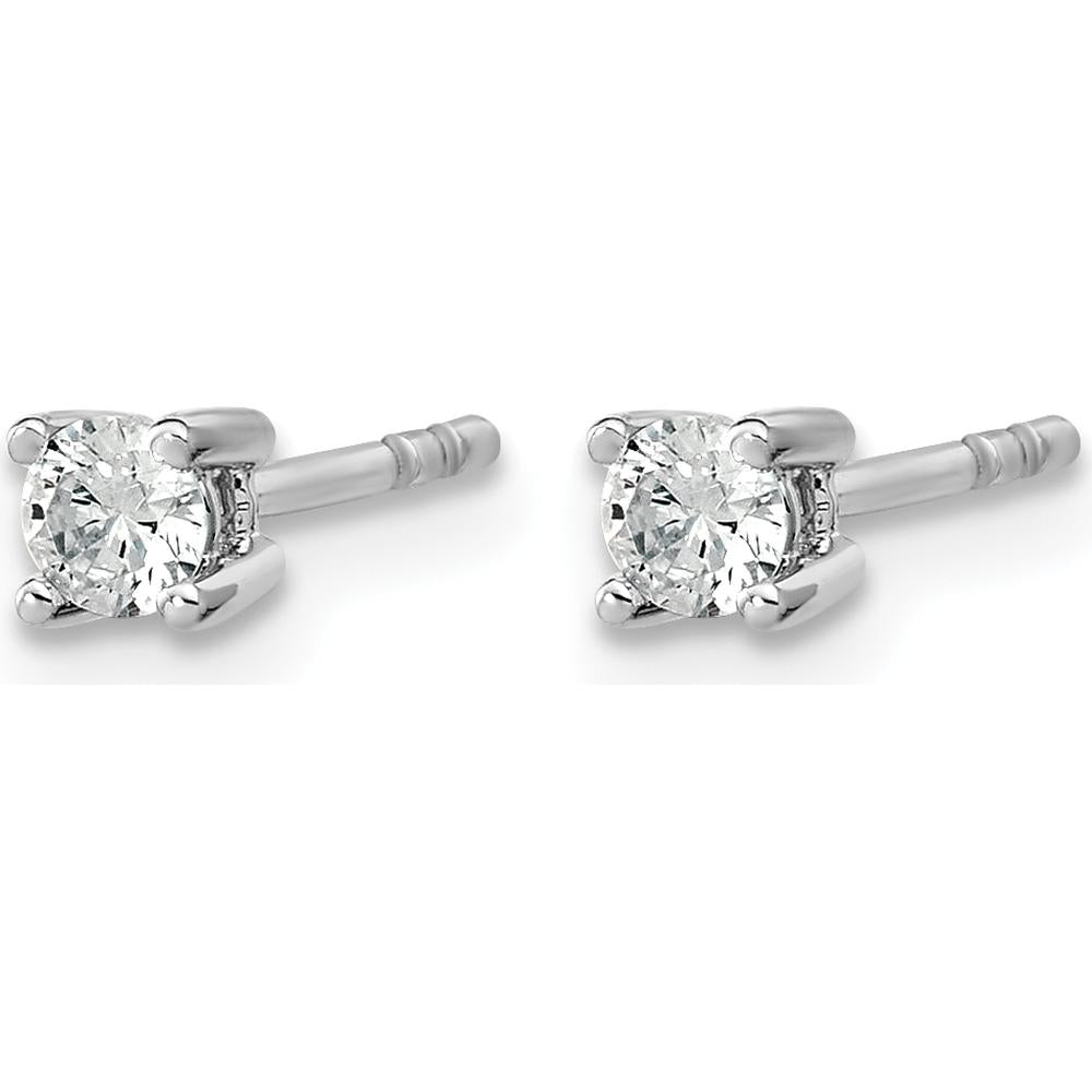 10K White Gold Round Diamond Stud Earrings - 0.20 Carats Total Diamond Weight by Oro Pregiato