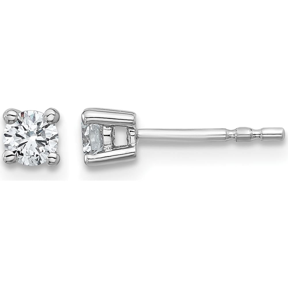 10K White Gold Round Diamond Stud Earrings - 0.33 Carats Total Diamond Weight by Oro Pregiato