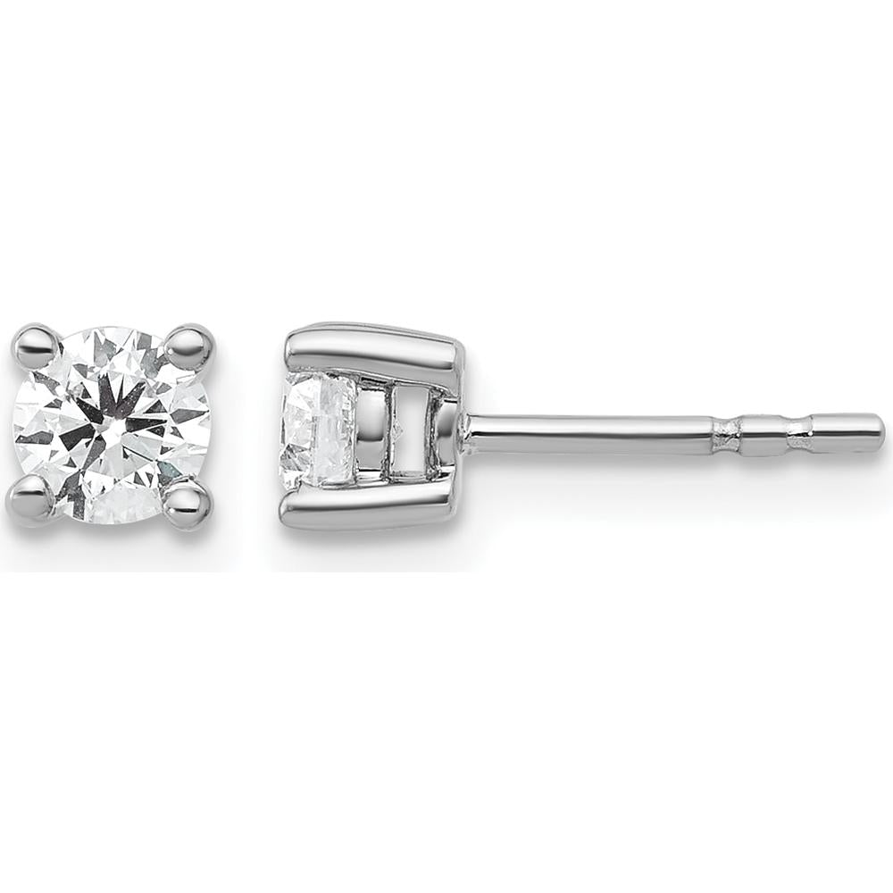 10K White Gold Round Diamond Stud Earrings - 0.50 Carats Total Diamond Weight by Oro Pregiato