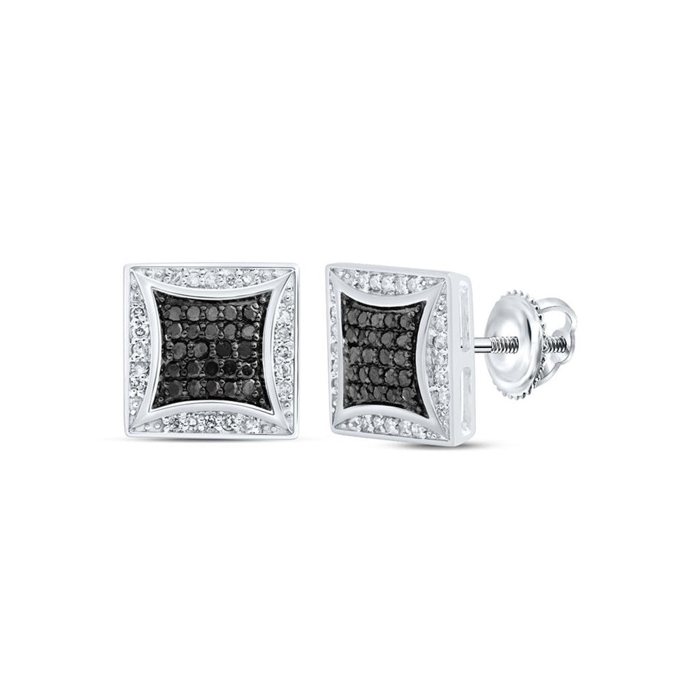 10K White Gold Round Diamond Stud Earrings - 1/3 Carat Total Diamond Weight