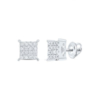 10K White Gold Round Diamond Stud Earrings - 1/4 Carat Total Diamond Weight