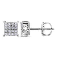 10K White Gold Round Diamond Stud Earrings - 1/4 Carat Total Diamond Weight
