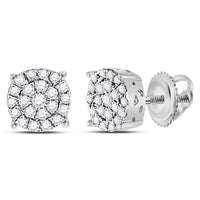 10K White Gold Round Diamond Stud Earrings - 1/4 Carat Total Diamond Weight