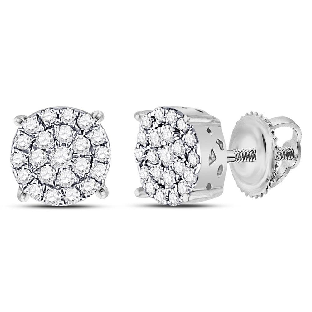 10K White Gold Round Diamond Stud Earrings - 1/4 Carat Total Diamond Weight