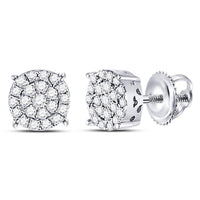 10K White Gold Round Diamond Stud Earrings - 1/4 Carat Total Diamond Weight