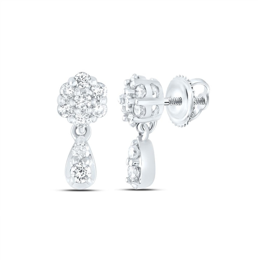 10K White Gold Round Diamond Stud Earrings - 1/4 Carat Total Diamond Weight