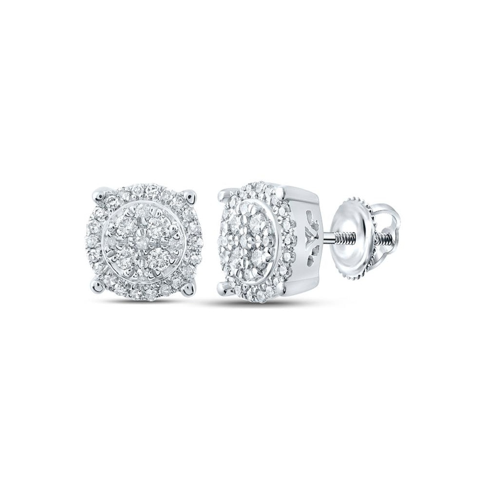 10K White Gold Round Diamond Stud Earrings - 1/4 Carat Total Diamond Weight