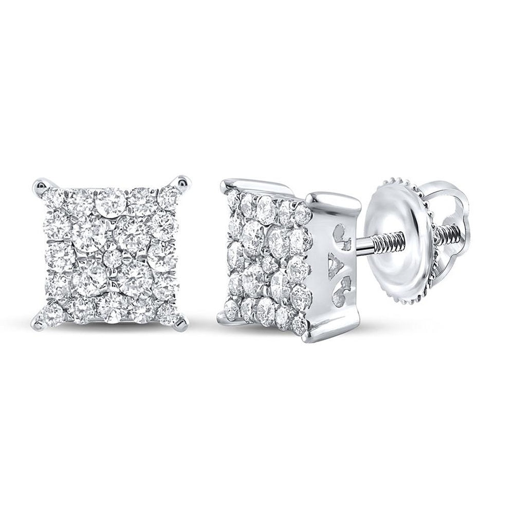 10K White Gold Round Diamond Stud Earrings - 1/4 Carat Total Diamond Weight