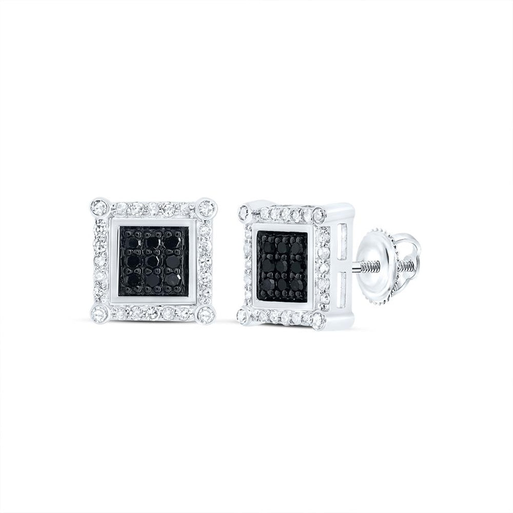 10K White Gold Round Diamond Stud Earrings - 1/4 Carat Total Diamond Weight
