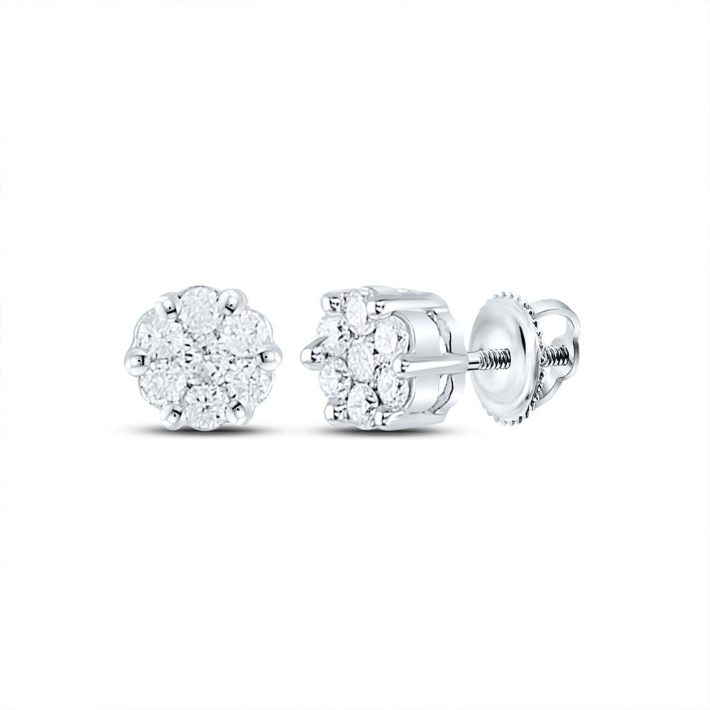 10K White Gold Round Diamond Stud Earrings - 1/4 Carat Total Diamond Weight